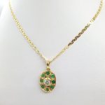 Collana con pendente oro diamante e smeraldi