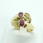 Anello oro giallo rubini e brillantini