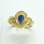 Anello oro zaffiro e brillantini