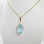 Collana con pendente oro giallo e acquamarina