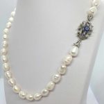 Girocollo perle oro bianco e zaffiri