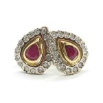 Orecchini vintage a goccia oro, rubini e diamanti