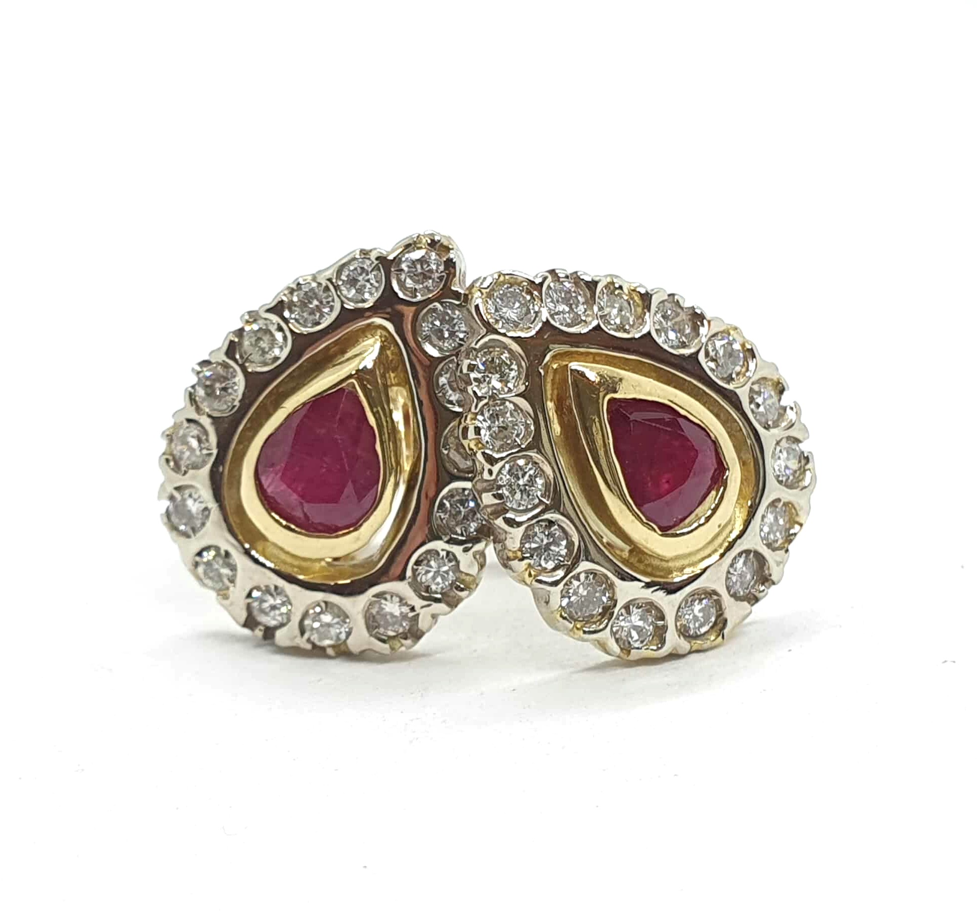 N936-7,2gr-A518-870 Orecchini vintage a goccia oro, rubini e diamanti - immagine 1