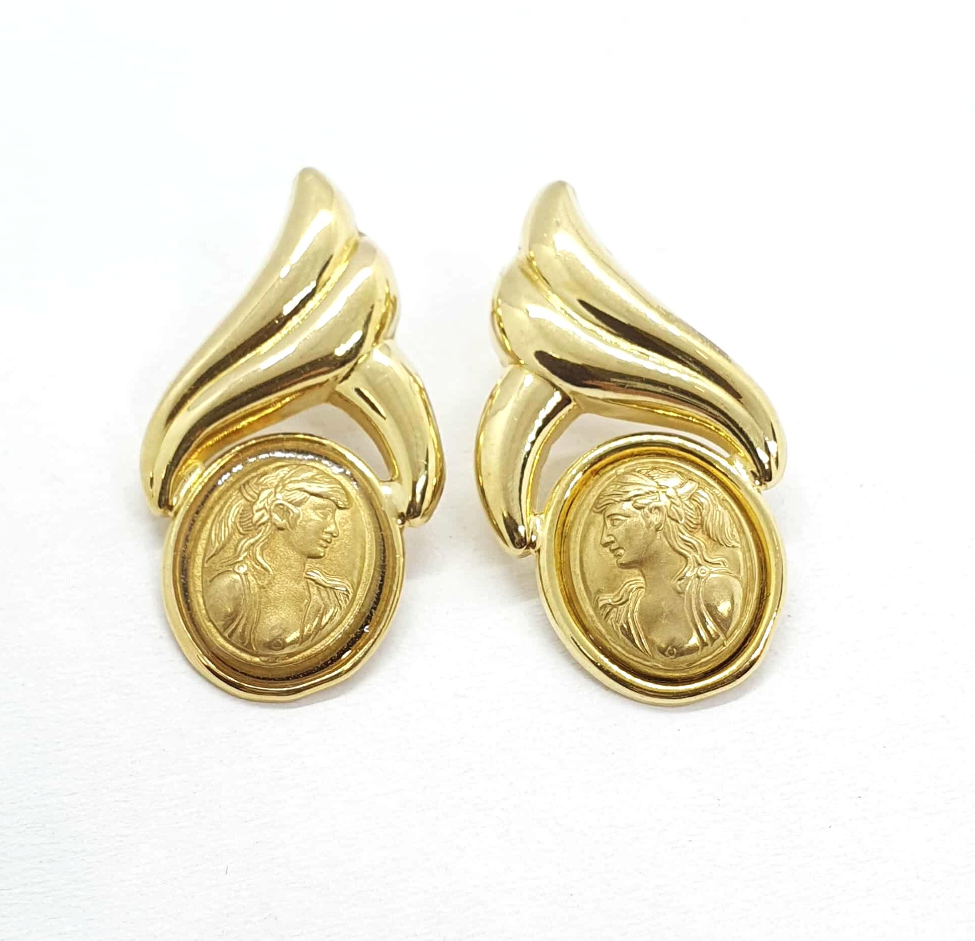 N997-4,4gr-A311-485 Orecchini vintage cammeo in oro - immagine 1