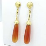 Orecchini vintage oro giallo e corniola