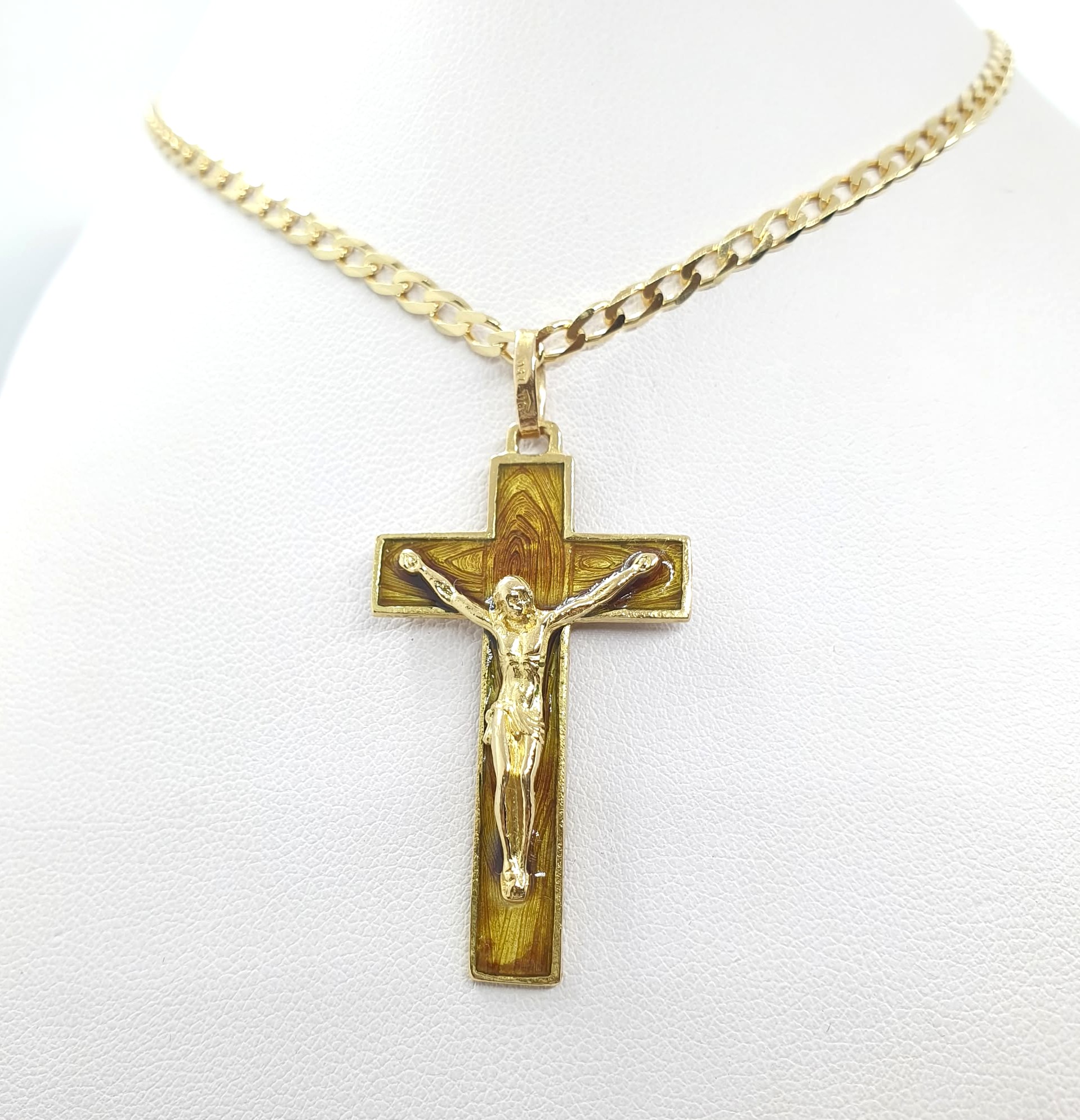 2d282999-670d-420e-9295-e6b05d505fe1 Collana con croce oro smaltato - immagine 1