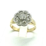 Anello vintage oro giallo, argento e diamanti