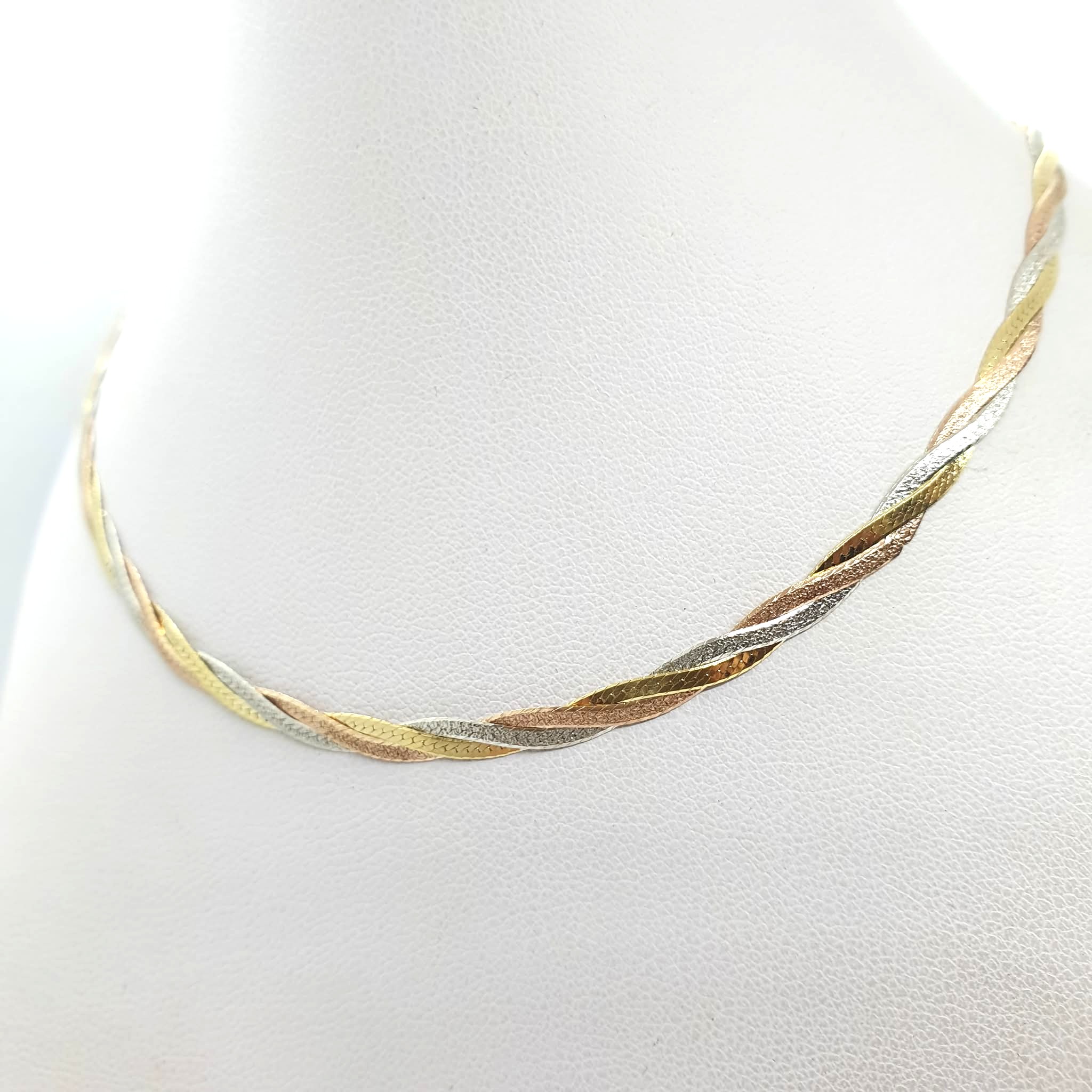 N615-7,8gr-A633-975 Collana in oro giallo-bianco-rosa - immagine 1