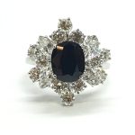 Anello oro zaffiro e diamanti
